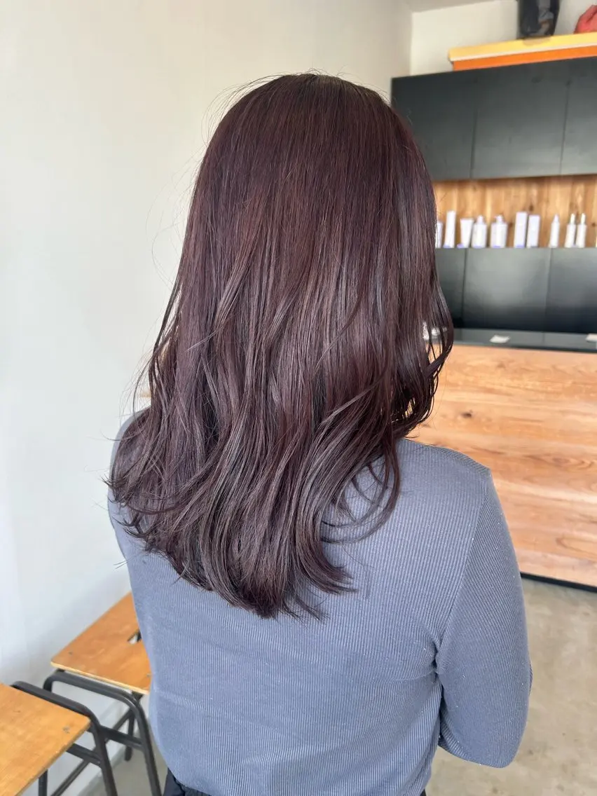 セミロング カラー ブラウンカラー ラベンダーカラー ラベンダーブラウン パープルカラー plus HAIR いずみのヘアスタイル