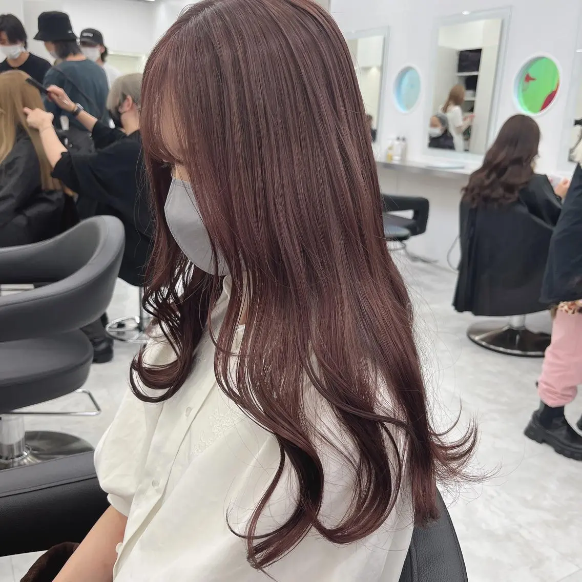 ロング ヘアカラー トリートメント ヘッドスパ ヘアセット 🍒韓国暖色ヘア NO.1🍒🪽のヘアスタイル