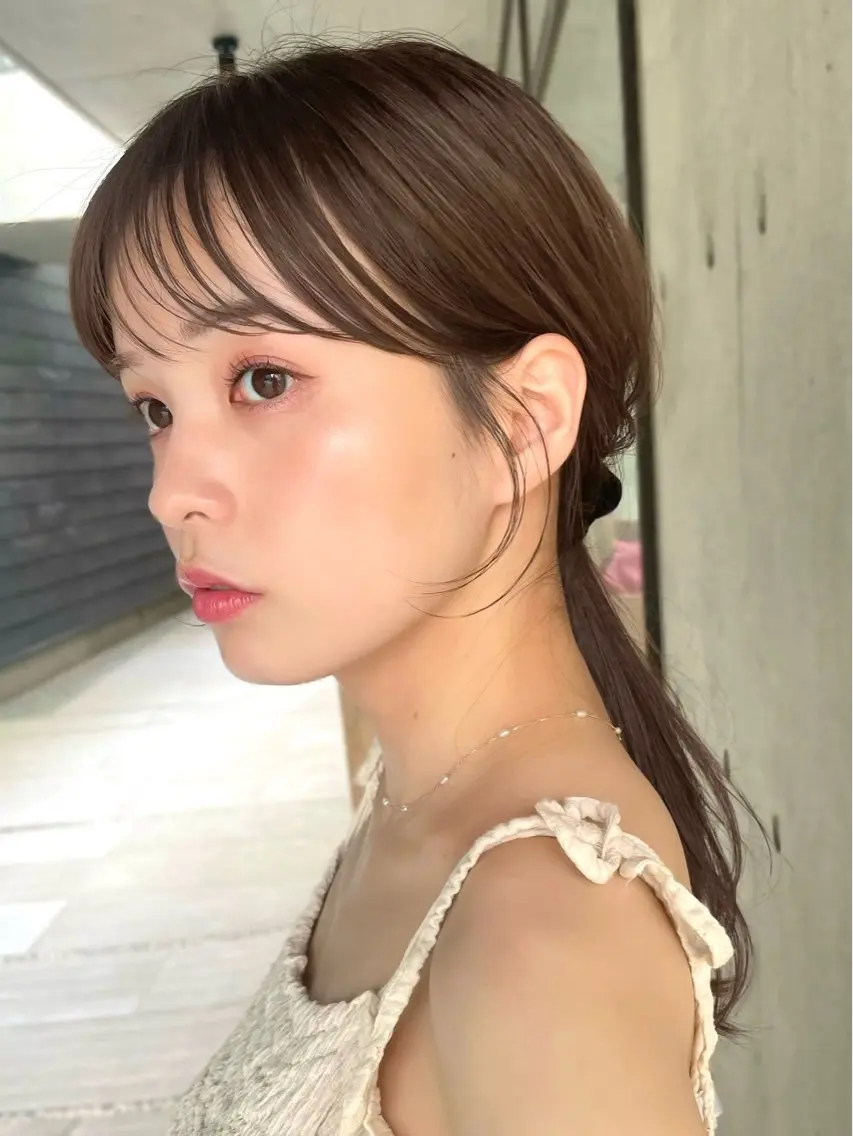 セミロング カラー ヘアアレンジ カット ヘアカラー トリートメント ヘッドスパ ヘアセット 【柔らか透明感✨/ 似合せ前髪】大石葉月のヘアスタイル