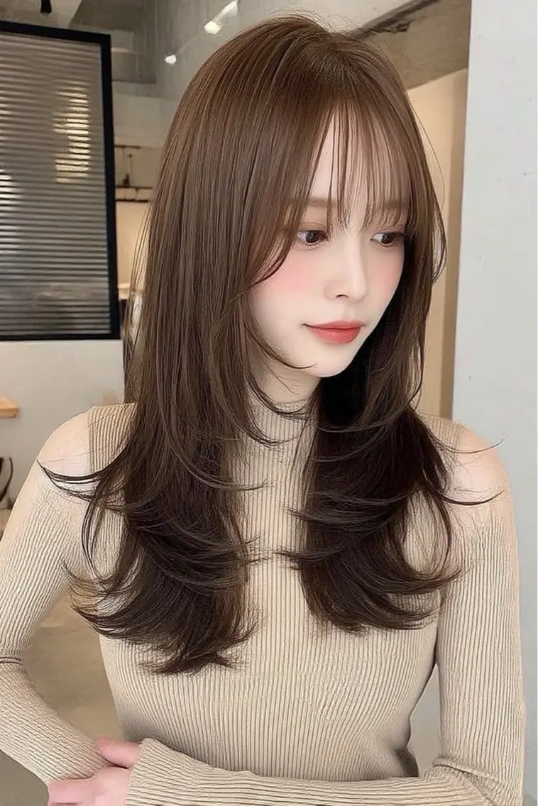 ロング カラー ヘアカラー 🍒モテ暖色カラー × うる艶✧ ゆなのヘアスタイル