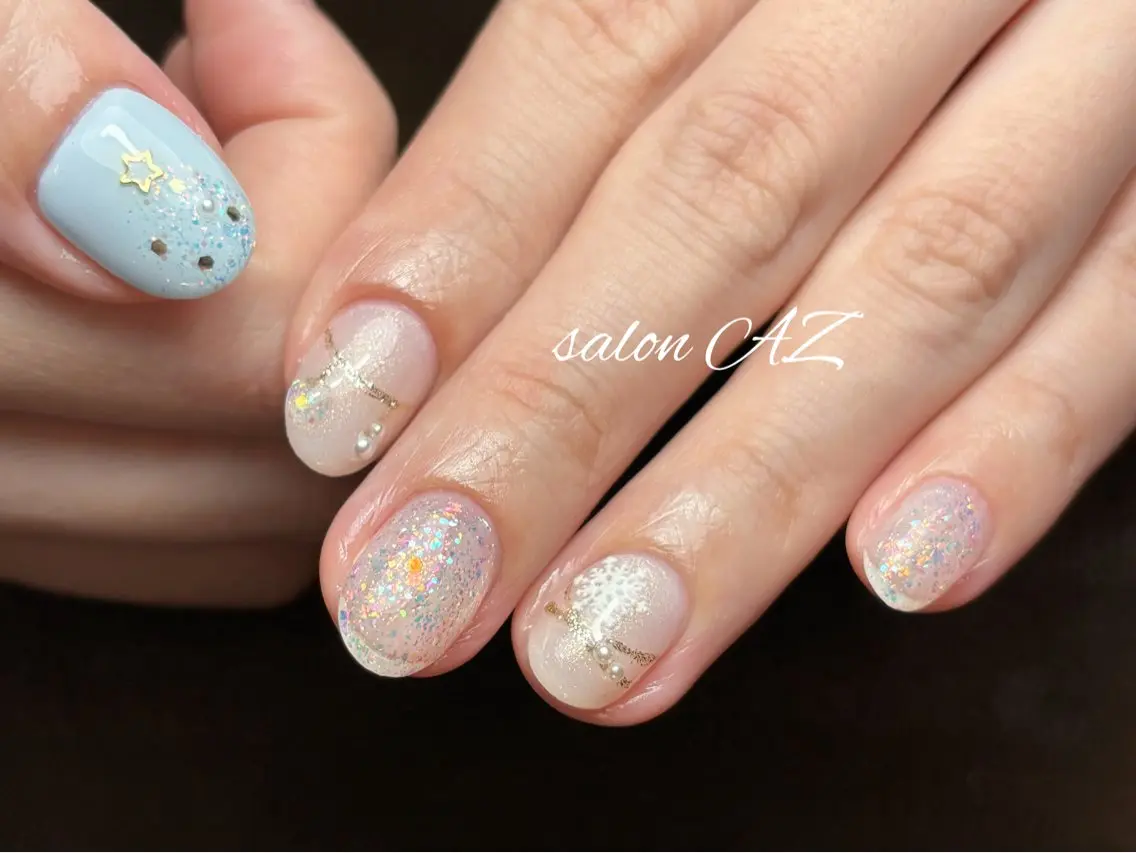 ネイル アートネイル 長さ出し フットネイル フレンチネイル ジェルネイル ハンドネイル salon AZのネイルデザイン