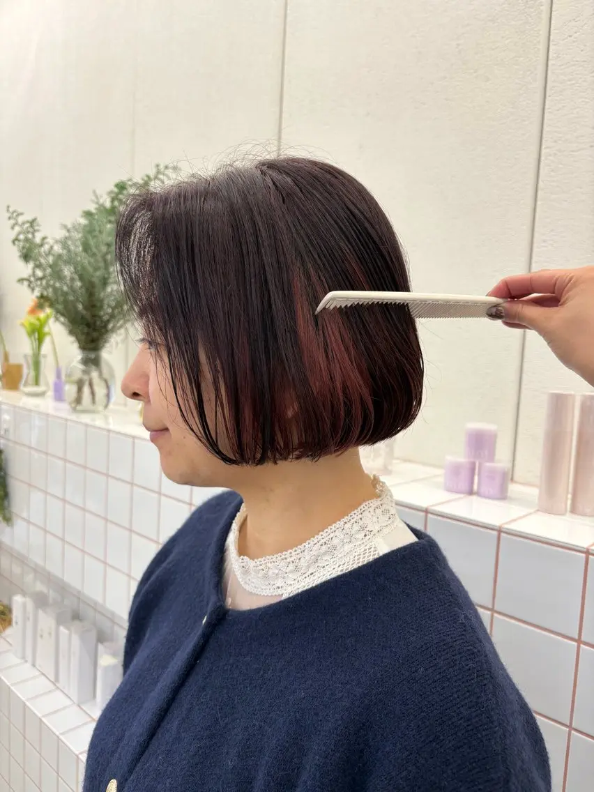 ミディアム カラー ボルドーカラー ヘアカラー トリートメント NIKO/名古屋/ 髪質改善/艶髪のヘアスタイル