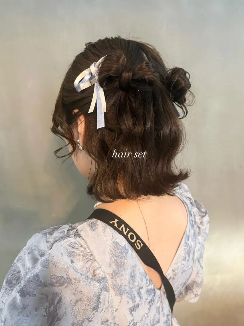 ミディアム ヘアセット 佐伯 桃のヘアスタイル