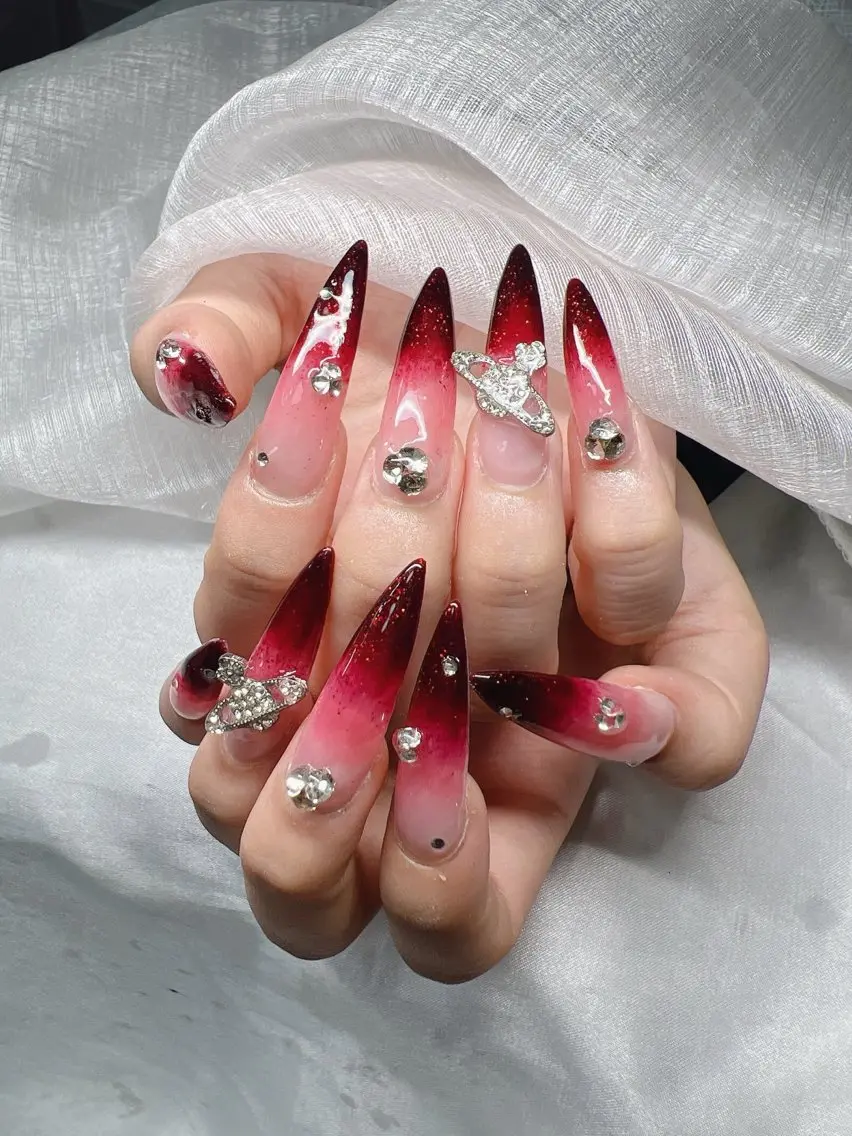 ネイル 長さ出し グラデーション 卒業式 キラキラネイル マグネットネイル ハンドネイル Lee Nailsのネイルデザイン