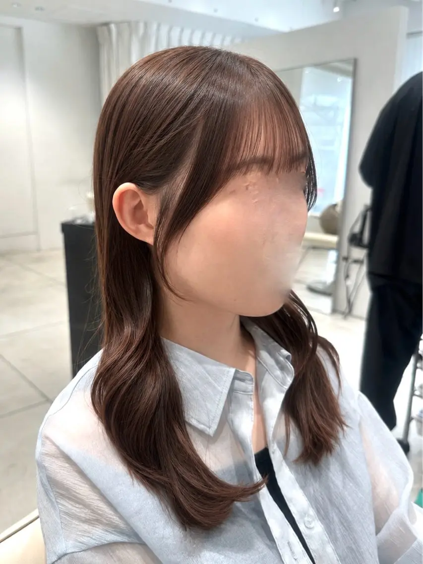 ミディアム カラー カット ヘアカラー トリートメント ヘッドスパ ヘアセット 顔まわりカット/縮毛 /赤み消し/じょうのヘアスタイル