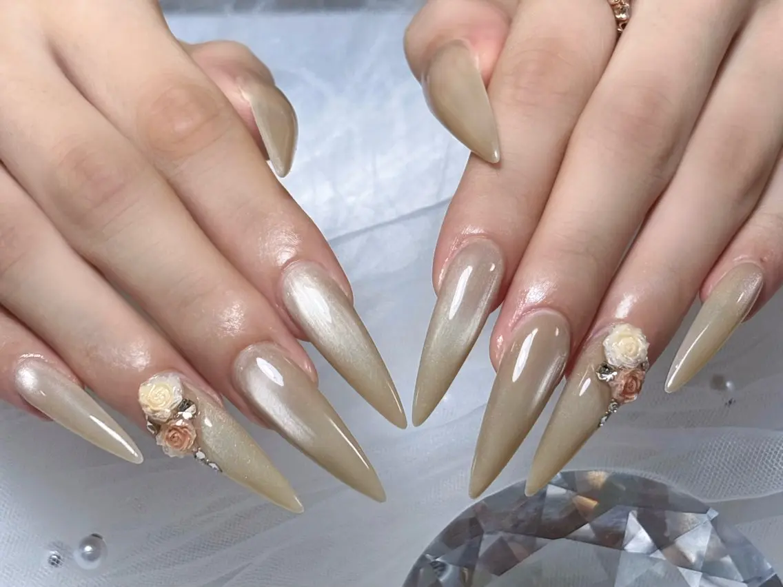 ネイル ジェルネイル ロングネイル マグネットネイル 持ち込み パラジェル ハンドネイル Sully Nail  Labのネイルデザイン