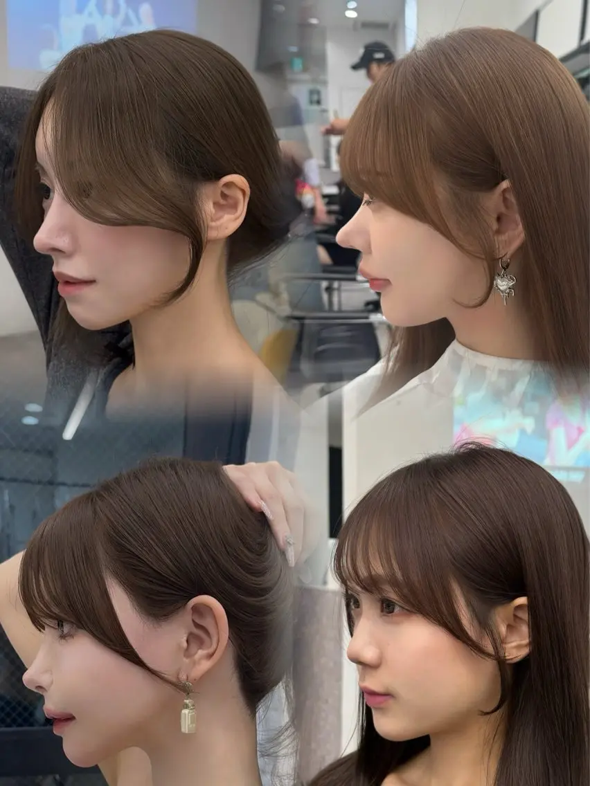 セミロング 顔周りカット 韓国風ヘア レイヤーカット おくれ毛 サイドバング 高島大登/顔周り /レイヤーカットのヘアスタイル