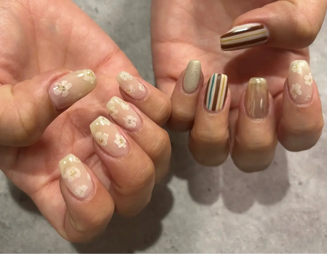 ネイル フラワーネイル 春ネイル mieux SAEKOのマツエク・マツパデザイン