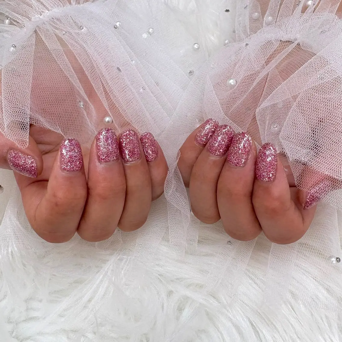 ネイル ワンカラーネイル ピンク バレンタイン ハンドネイル SHINE nail salonのネイルデザイン