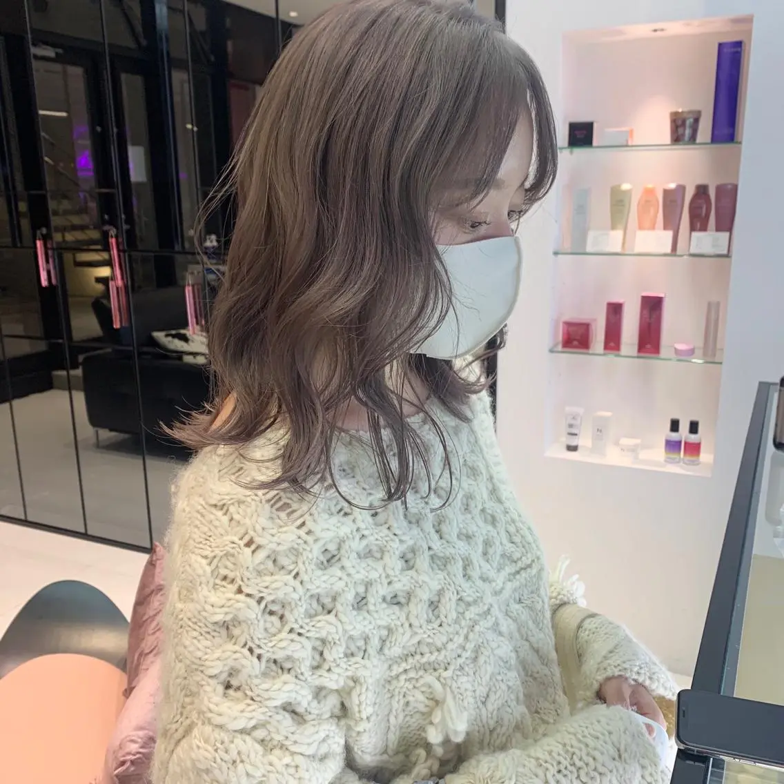 ミディアム カラー ベージュカラー ミルクティーベージュ ハッシュカット /MANAMIのヘアスタイル