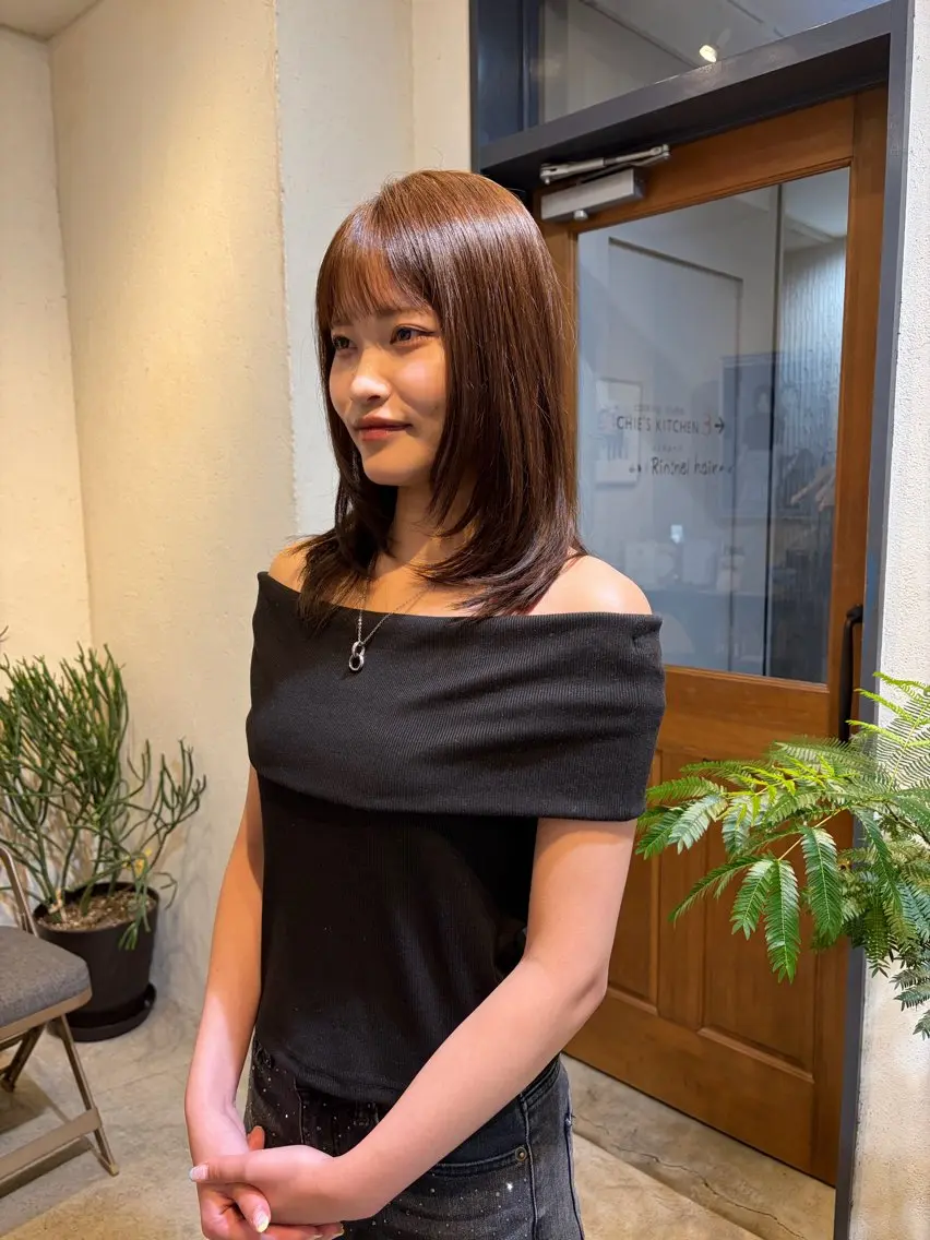 ミディアム 池田 味優のヘアスタイル