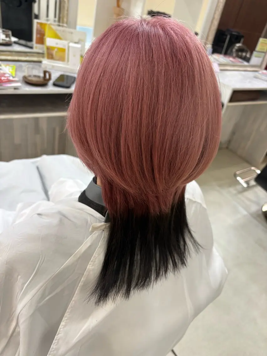 カラー 黒髪 ピンクカラー ヘアカラー トリートメント CROSS⭐️ さいとうのヘアスタイル