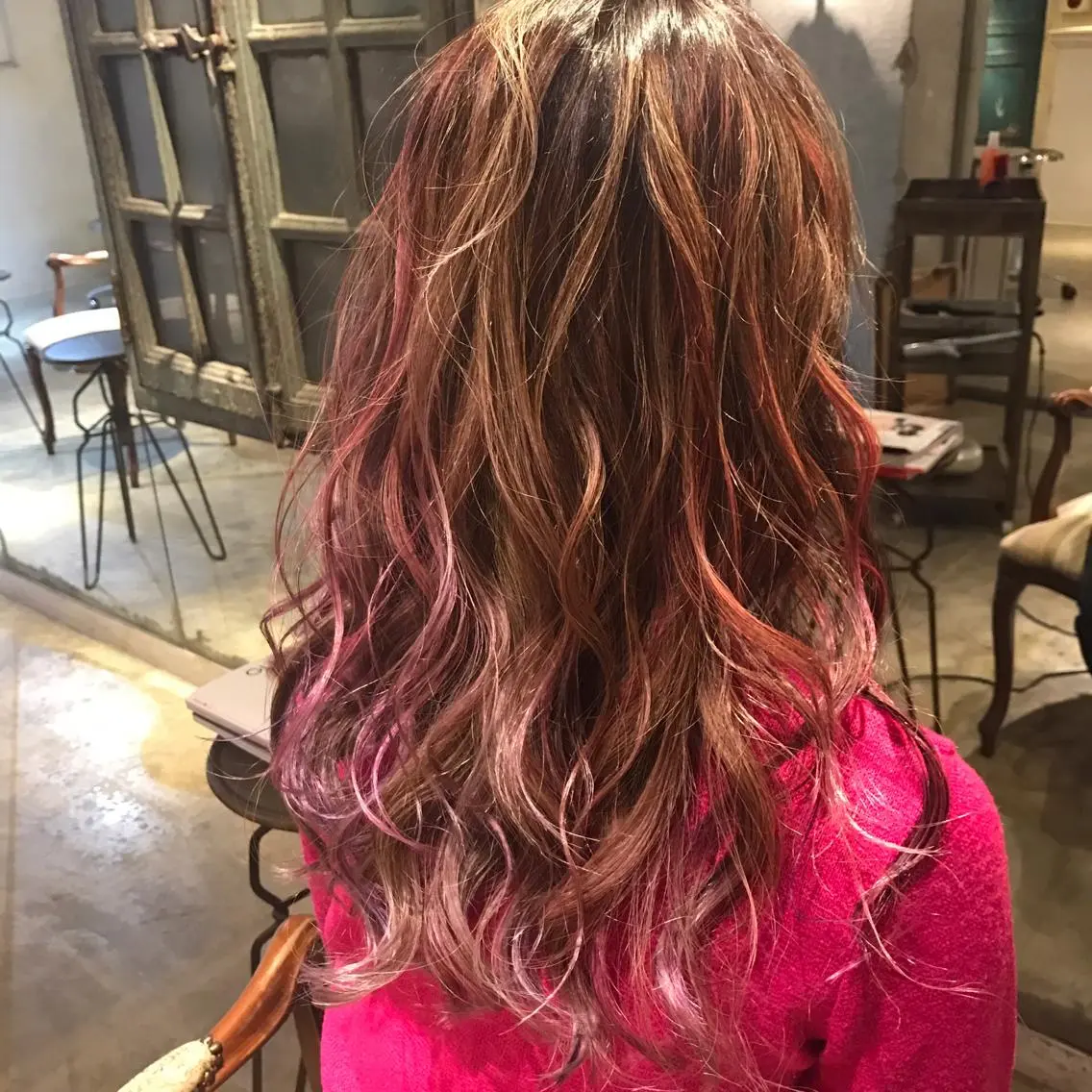 ロング カラー ハイライトカラー ピンクカラー ハイライト こう ちゃんのヘアスタイル