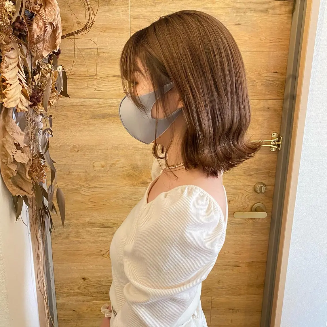 ミディアム カラー ベージュカラー RURI韓国ボブ 🇰🇷タッセルボブのヘアスタイル