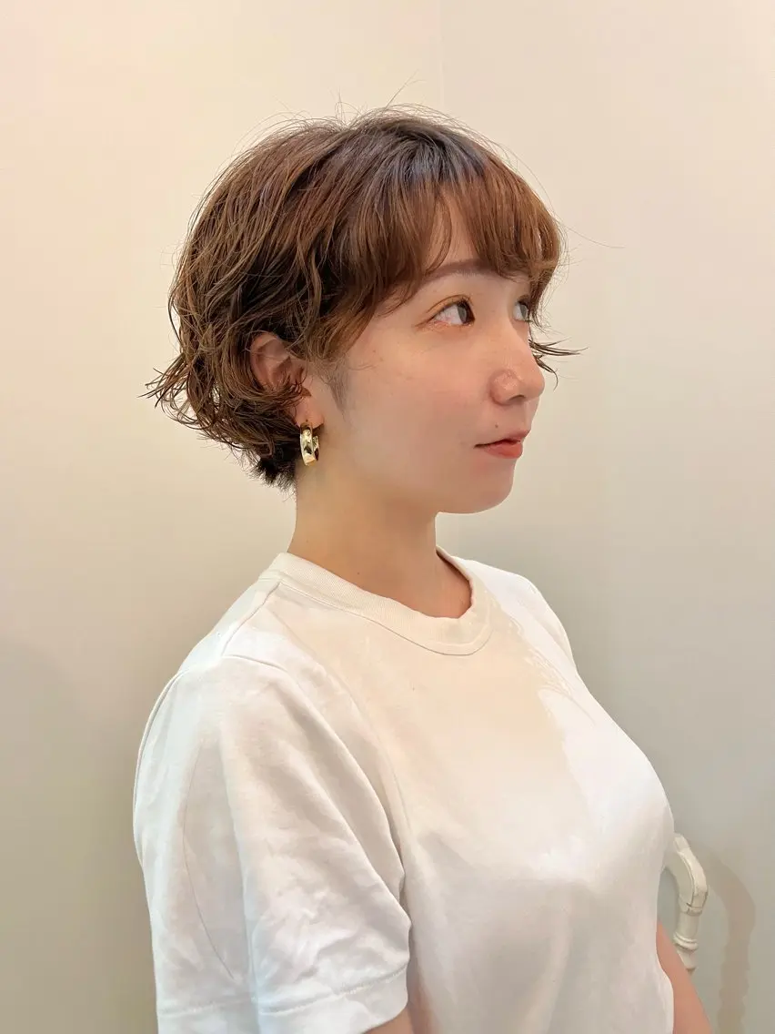 ショート パーマ カット パーマ トリートメント en,ボブ/レイヤー パーマ/透明感カラーのヘアスタイル