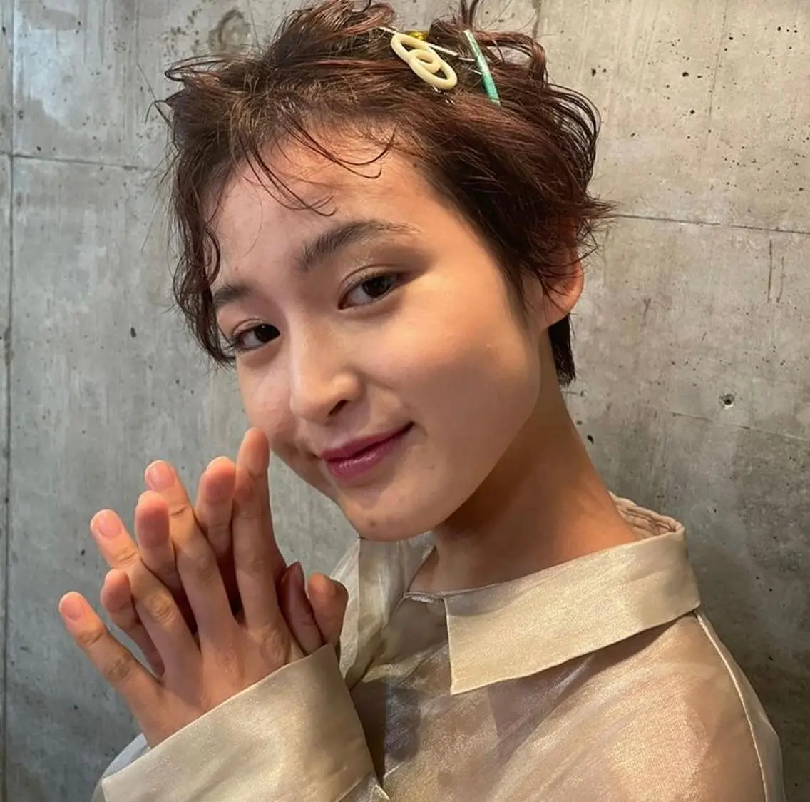 ショート ボブ ハイライト 姫カット おくれ毛 ショートヘア ✂︎岡根 京花✂︎のヘアスタイル