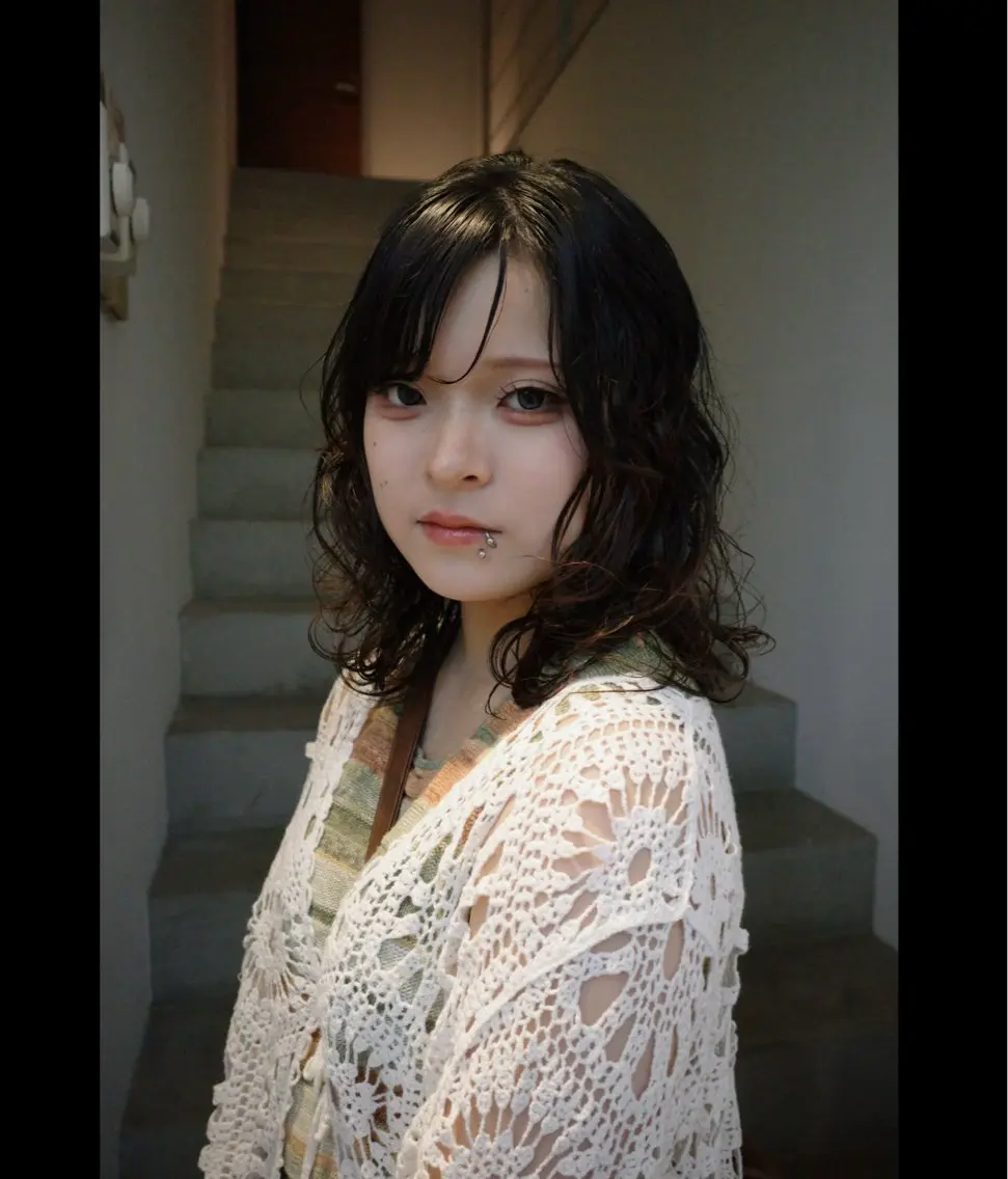 ミディアム ミディアムパーマ くせ毛 レイヤーカット ミユ/ショート/ カットモデル/名東区のヘアスタイル