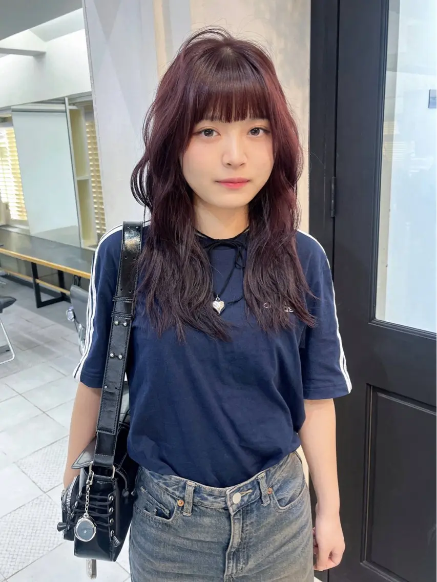 セミロング カラー レイヤーカット カット ヘアカラー Airi 韓国y2k ハイレイヤーのヘアスタイル