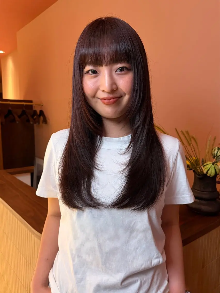 ロング カラー ブラウンカラー ピンクカラー ピンクブラウン レイヤーカット ヘアカラー 草別 宗平のヘアスタイル