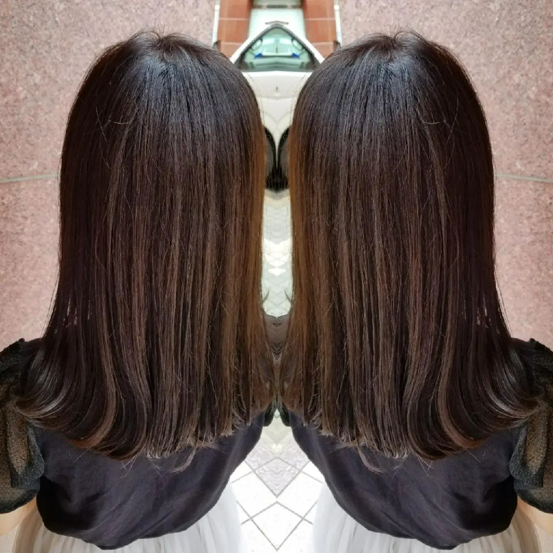 ミディアム カラー アッシュ パープルカラー 美谷添（ミヤゾエ） まどか大人ヘアサロンのヘアスタイル