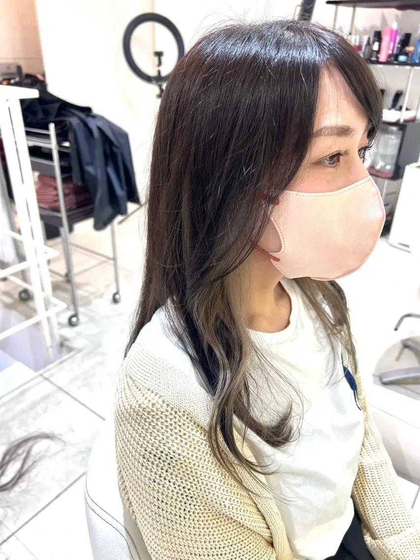 ロング カラー カット ヘアカラー ブリーチなしで透明感 カラー松内真太のヘアスタイル