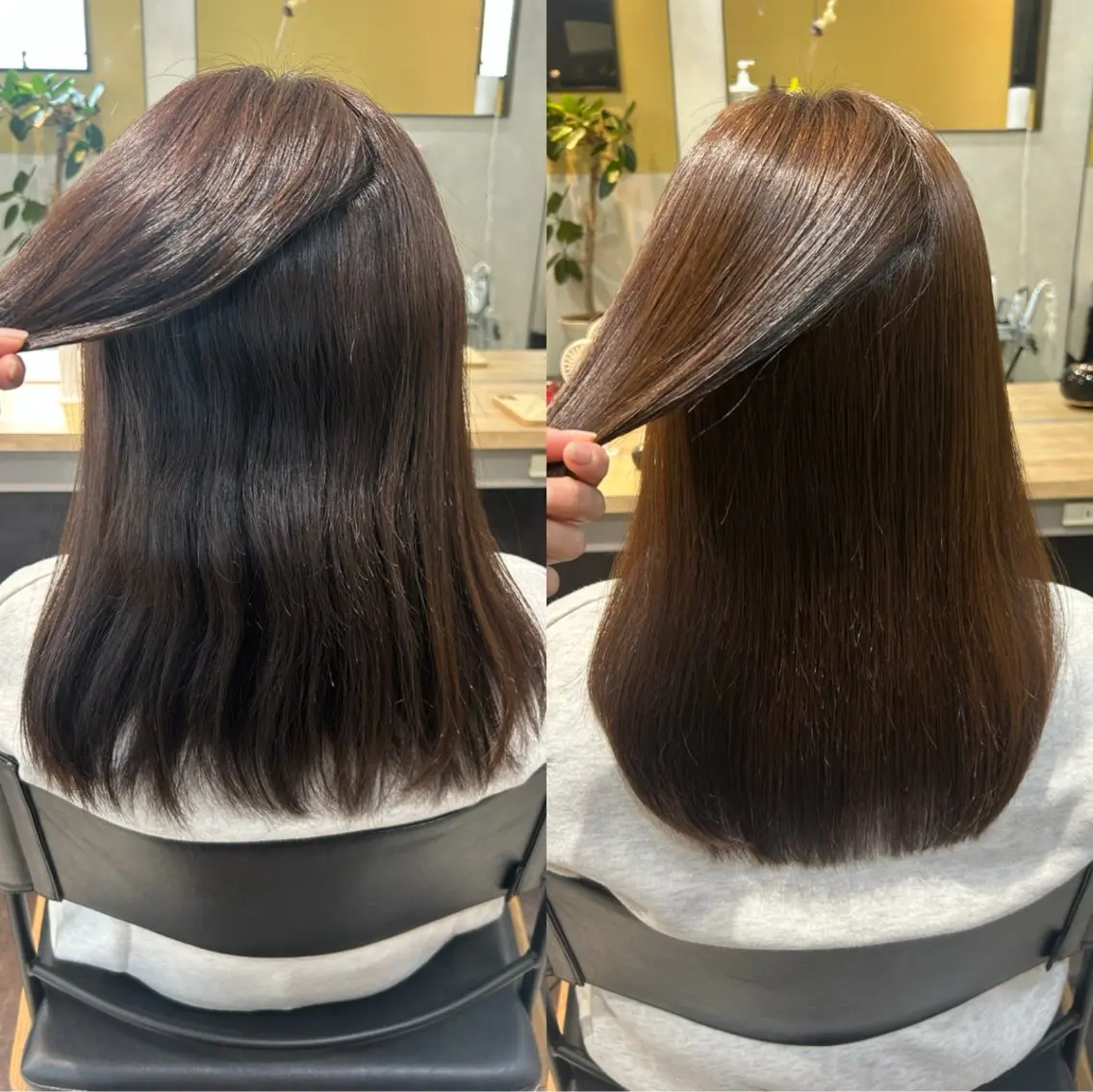 セミロング パーマ 髪質改善 ストレートパーマ カット 縮毛矯正 トリートメント hubhair レイヤー/透明感のヘアスタイル