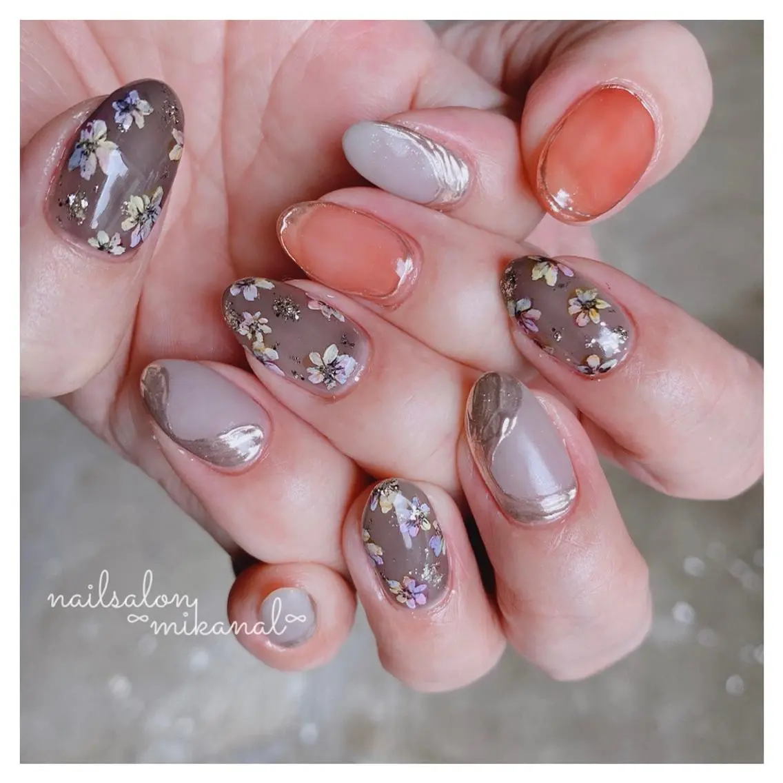 ネイル フラワーネイル ハンドネイル nailsalon ∞ ﾐｶﾅﾙ ∞のネイルデザイン