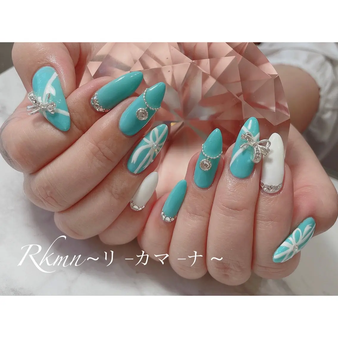 ネイル アートネイル ブルー 春ネイル ハンドネイル フットネイル ハンドケア Rkmn ~リ-カマ-ナ~のネイルデザイン