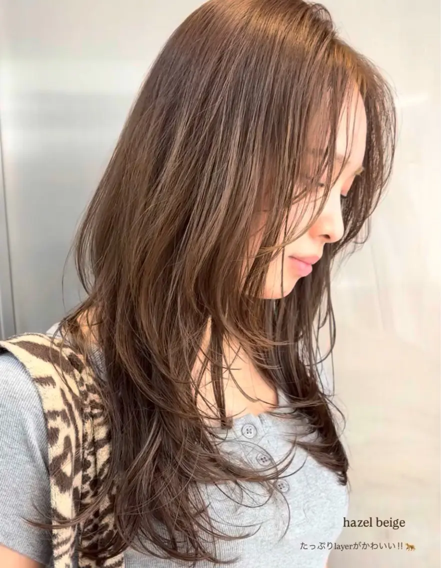 ロング カット ヘアカラー レイヤーパーマ/ ボブパーマ/モモカのヘアスタイル