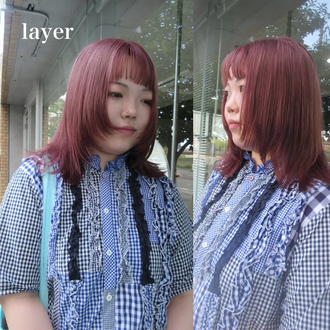 ミディアム カラー ブリーチ ピンクカラー qpula misuzuのヘアスタイル