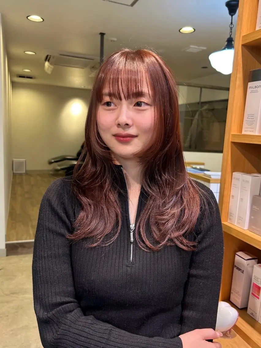ロング カラー 透明感カラー レイヤーカット りなのヘアスタイル