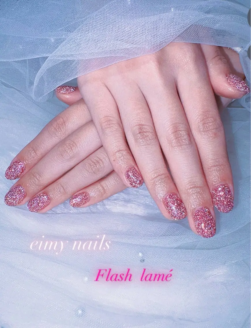 ネイル フラッシュネイル ラメ(グリッター) ワンカラーネイル 赤色 ハンドネイル eimy nails♡のネイルデザイン