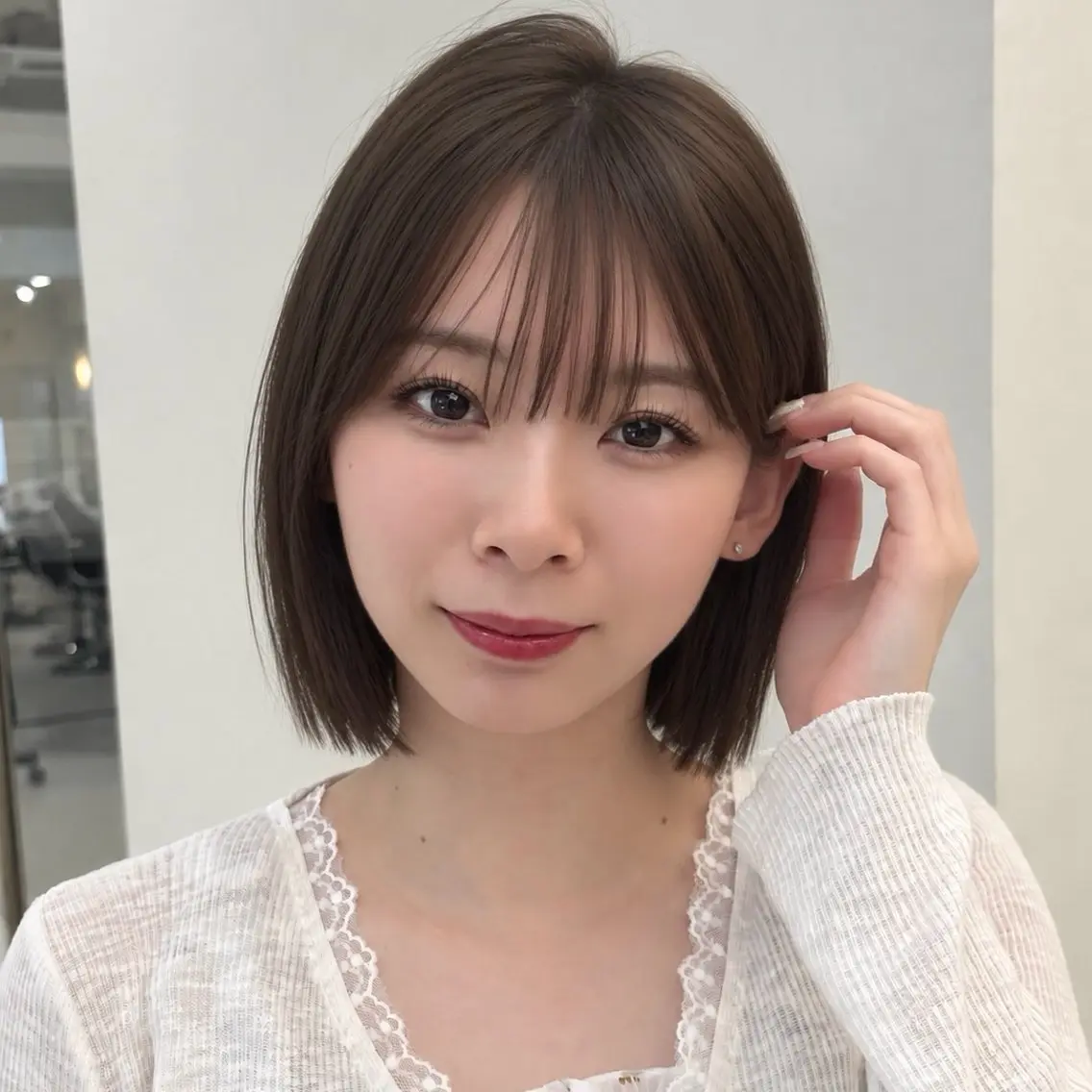 ミディアム カラー 透明感カラー ボブ カット 縮毛矯正 トリートメント mei タッセルボブ 縮毛矯正🧚‍♂️のヘアスタイル