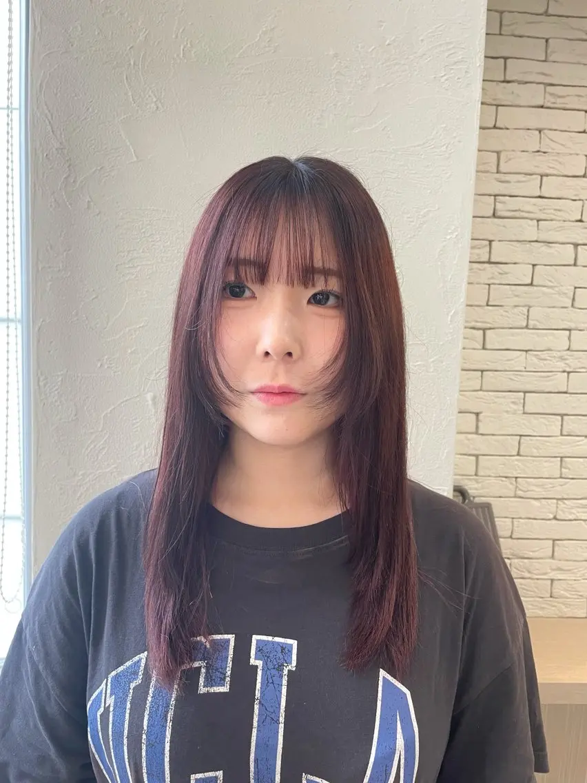 ロング カラー ボルドーカラー 姫カット ヘアカラー tiel 小山莉々のヘアスタイル
