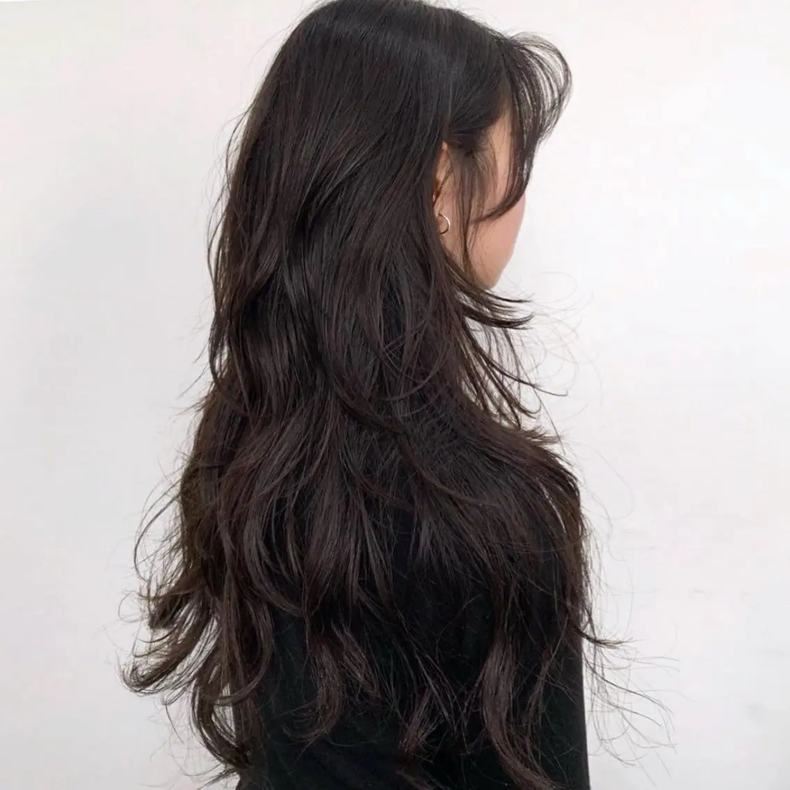 ロング ハッシュカット ハイレイヤー 韓国風ヘア レイヤーカット 韓国ナチュラル・ ベージュ/落合夏希のヘアスタイル