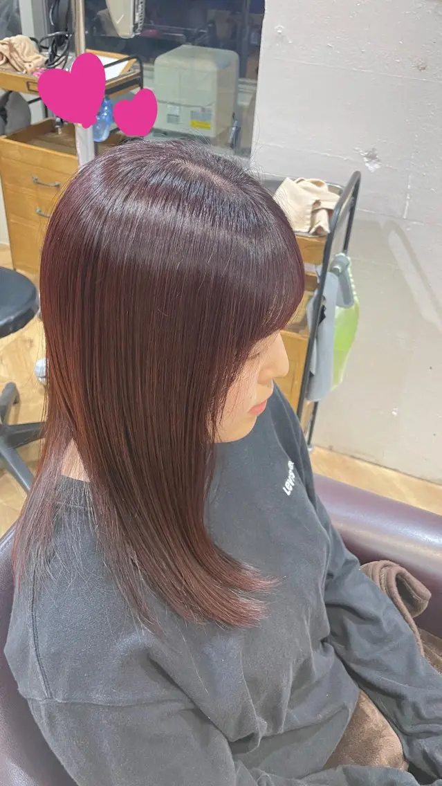 ミディアム カラー ブラウンカラー ピンクカラー ピンクブラウン 土橋 香のヘアスタイル