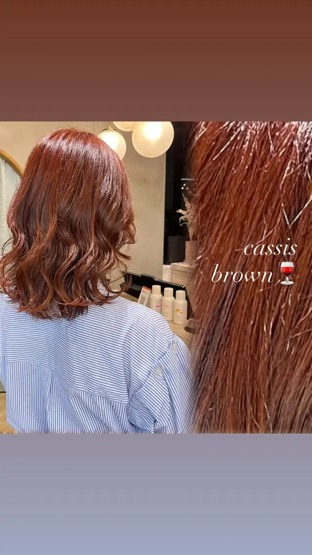 ミディアム カラー カシス レッドカラー 透明感カラー💖/ 縮毛矯正/arisaのヘアスタイル