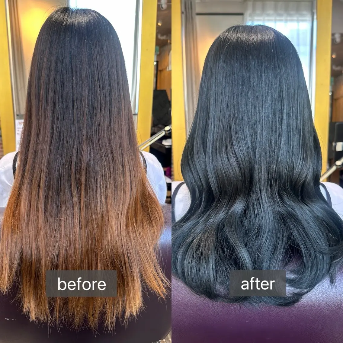 ロング カラー ブルーカラー ブルーグレー ブルーグレージュ 透明感カラー グレージュ カット ヘアカラー Saki💛心斎橋 髪質改善/艶カラーのヘアスタイル