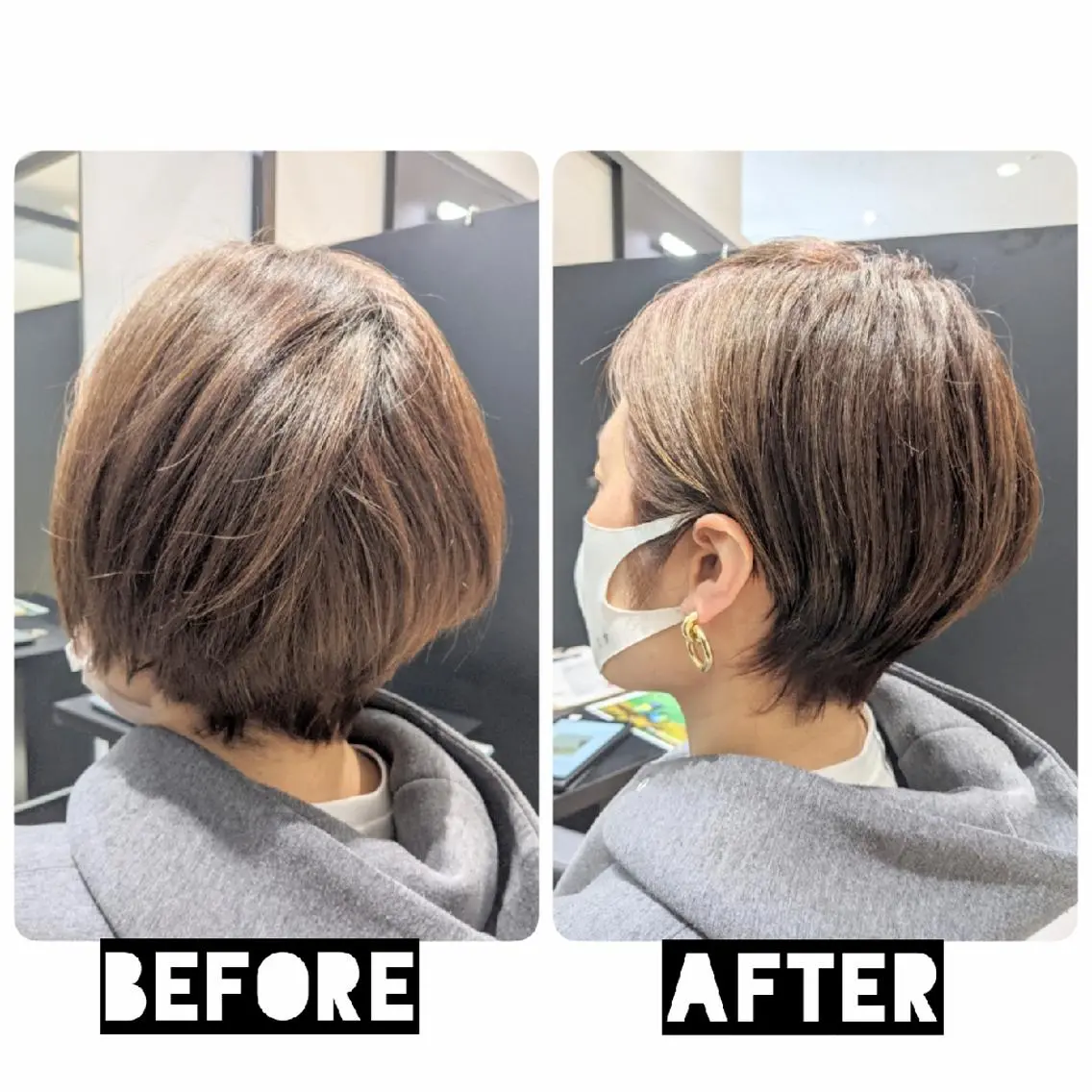 ショート パーマ ヘアアレンジ カラー カット 心斎橋/難波ショート 白髪ぼかし 中尾のヘアスタイル