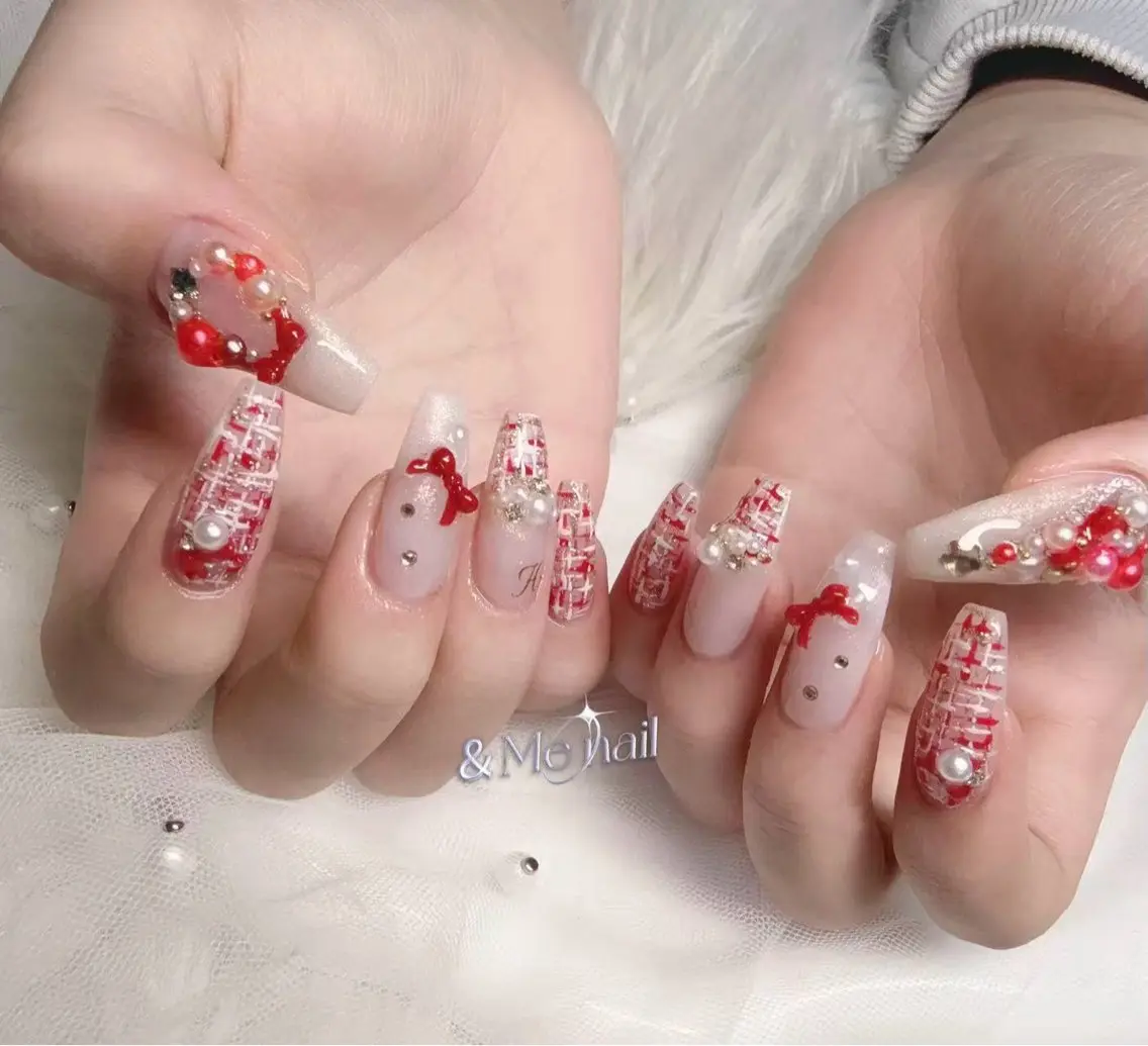 ネイル ツイードネイル 冬ネイル クリスマス Fukuda シュウのネイルデザイン