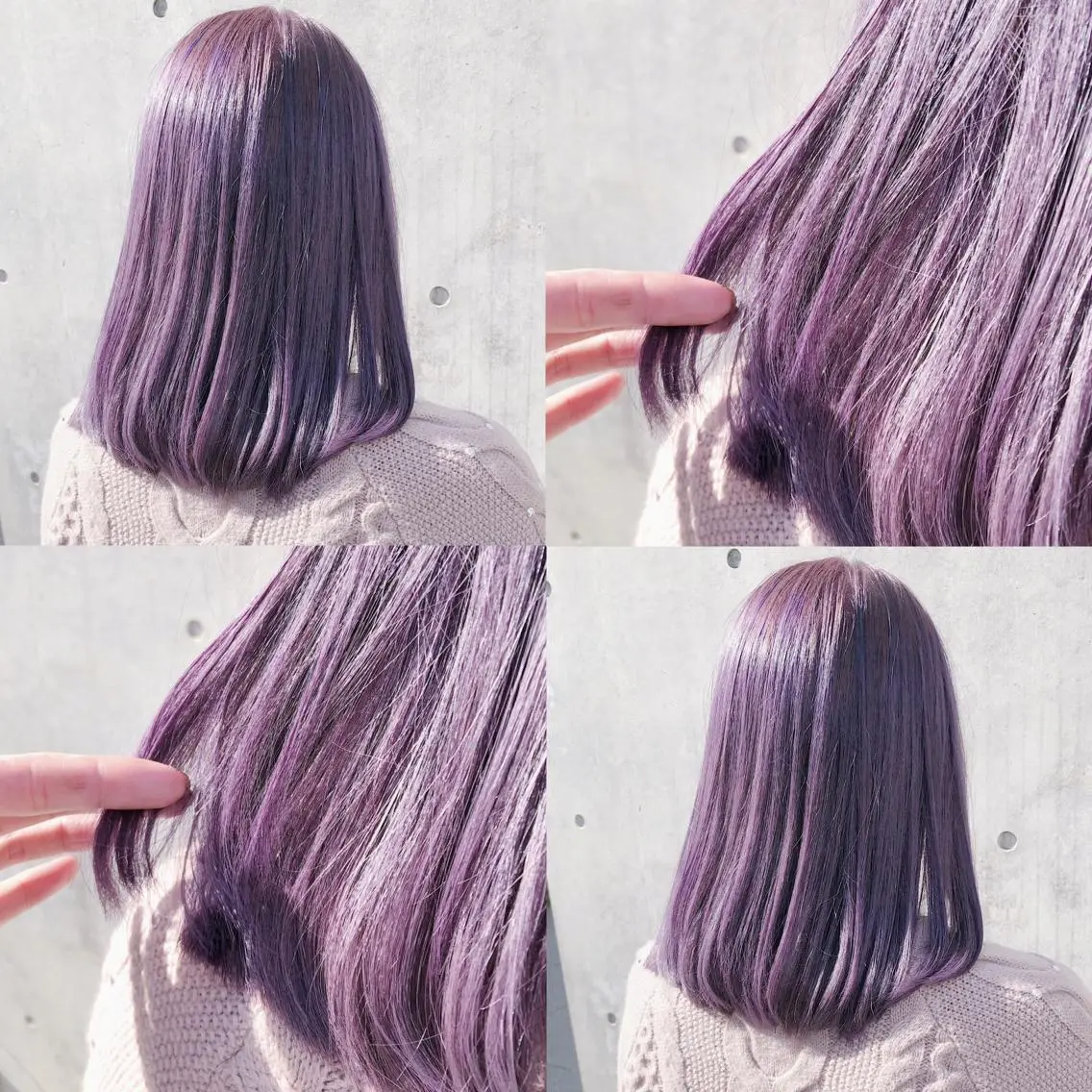 セミロング カラー ヘアアレンジ メンズ キッズ ラベンダーカラー パープルカラー ヘアカラー トリートメント ヘアセット 💟Chloe原宿店 🩶ハイトーンのヘアスタイル