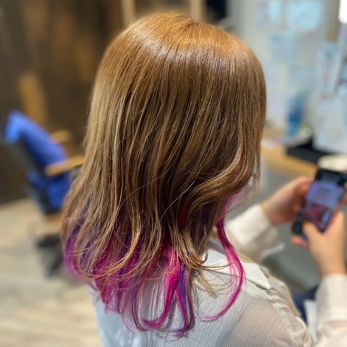 セミロング カラー インナーカラー 卒業式のヘアスタイル 🫧RYOグレージュ /透け感カラー🫧のヘアスタイル