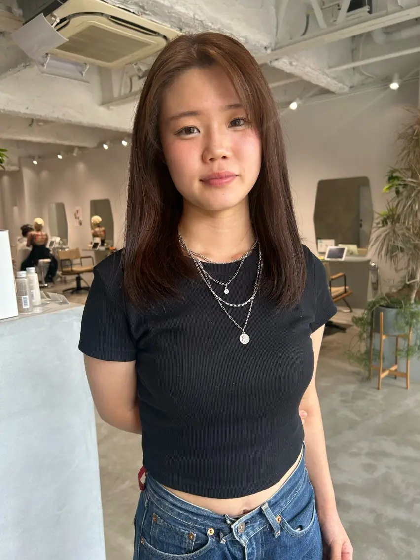 ミディアム カラー ブラウンカラー ヘアカラー 関根 あきほのヘアスタイル