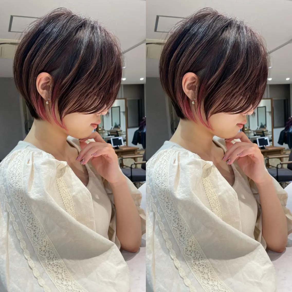 ショート ヘアカラー トリートメント Aster 店長 れおんのヘアスタイル