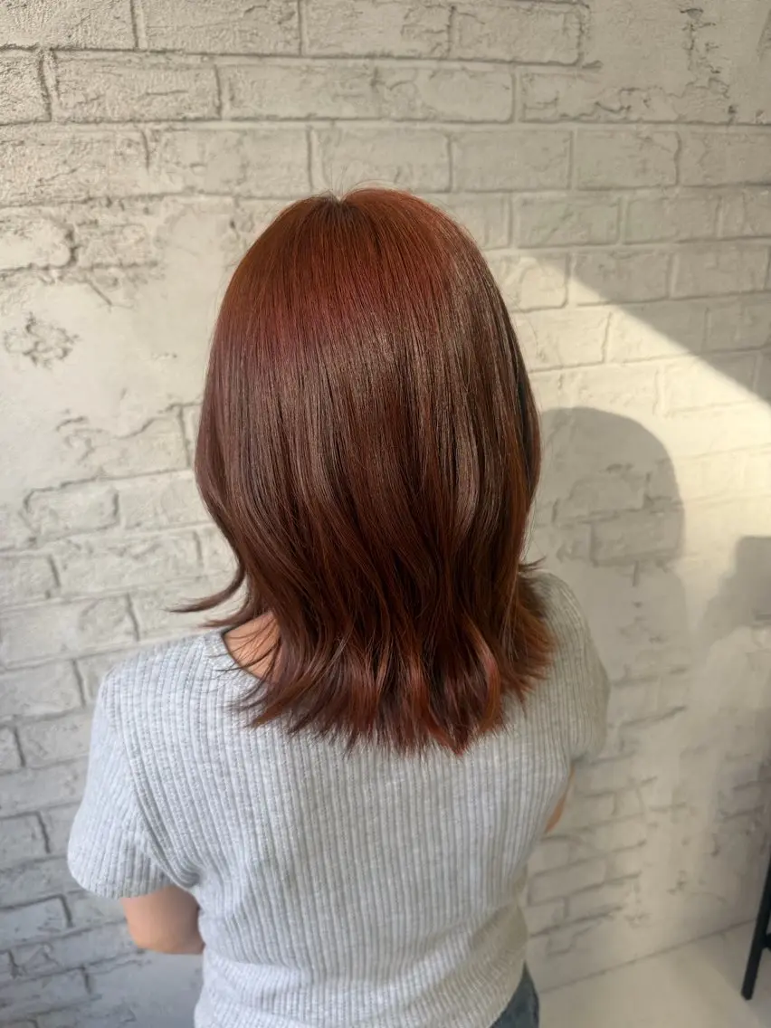 セミロング ケアカラー オレンジブラウン ヘアカラー 池袋カラー/艶カラー 🎀Rina🎀のヘアスタイル