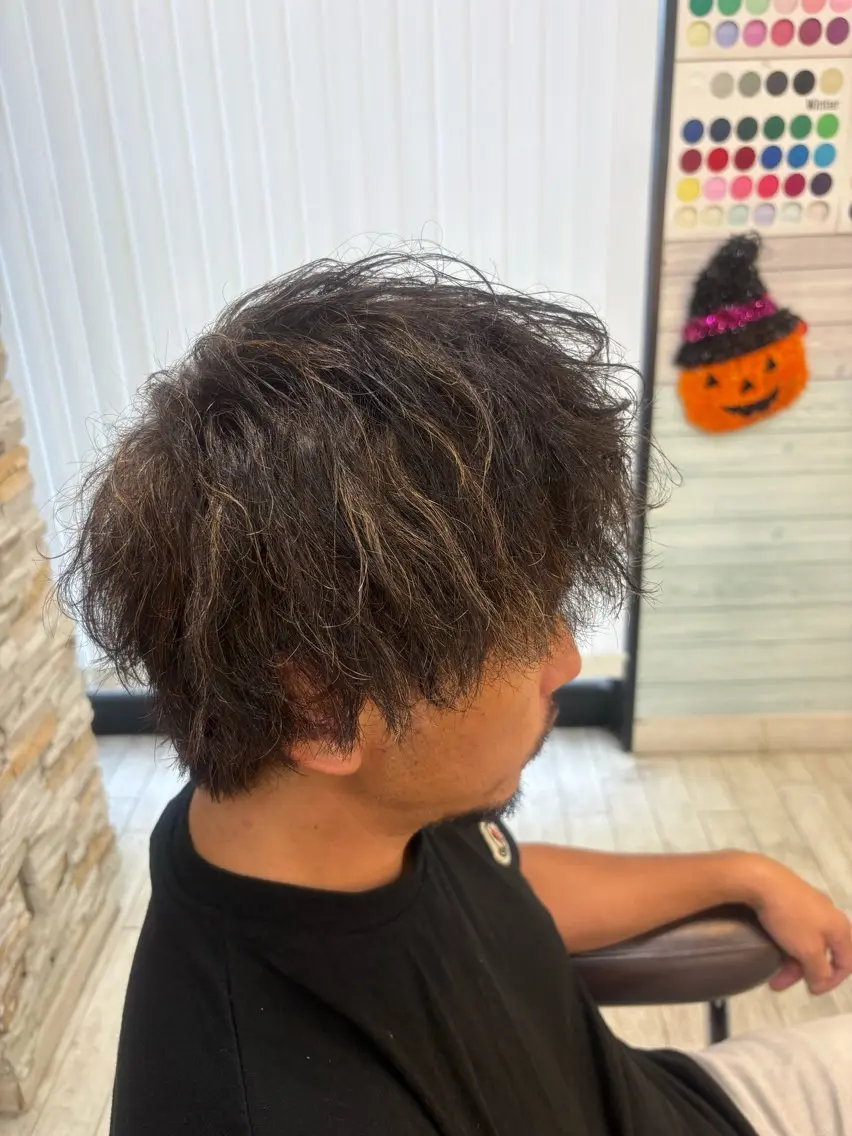 パーマ メンズ メンズハイライト CREA渋沢 モデル募集🌺アイナのヘアスタイル
