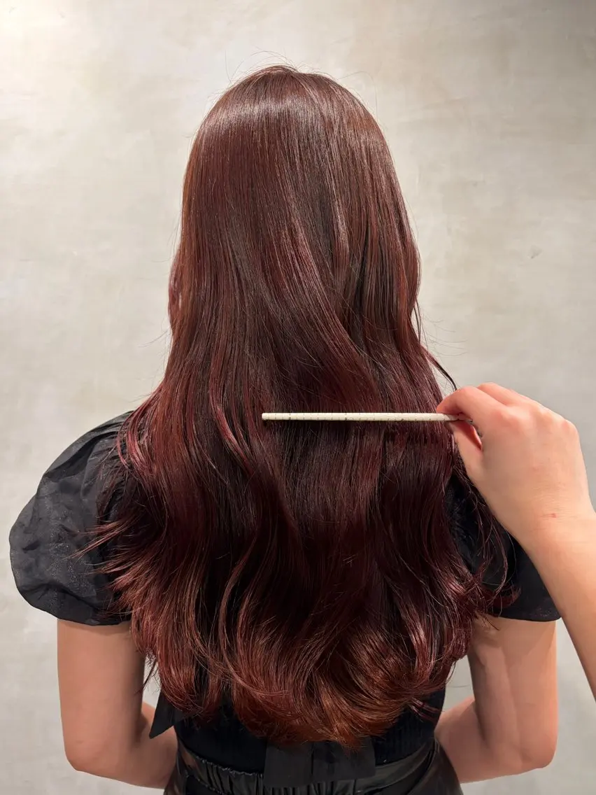 ロング カラー ボルドーカラー ヘアカラー ブリーチ✨/似合わせ カラー🎀/Yuzuのヘアスタイル