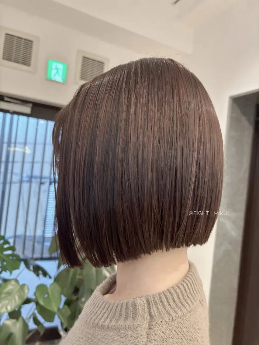 ショート ボブ 外ハネヘア 縮毛矯正 トリートメント miku🖤名駅¦顔 周り¦ヘアケアのヘアスタイル