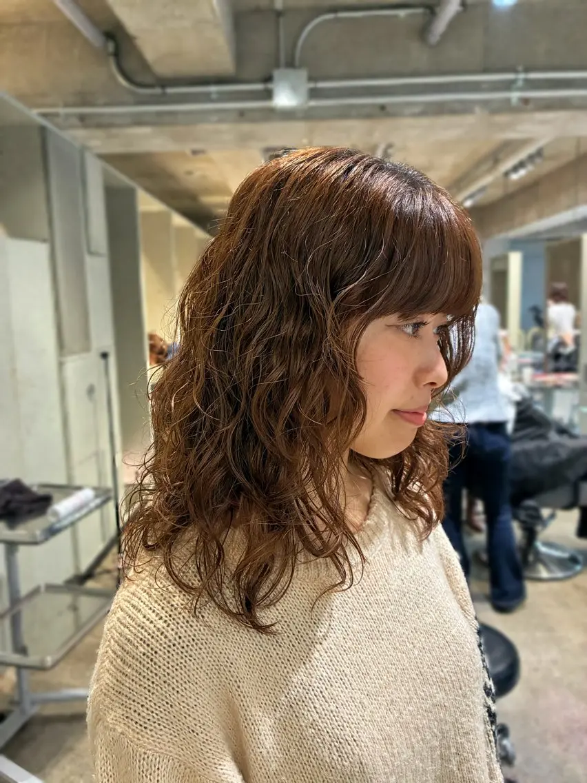 セミロング パーマ セミロングパーマ デジタルパーマ カット パーマ トリートメント レイヤーパーマ 竹之内竜矢のヘアスタイル