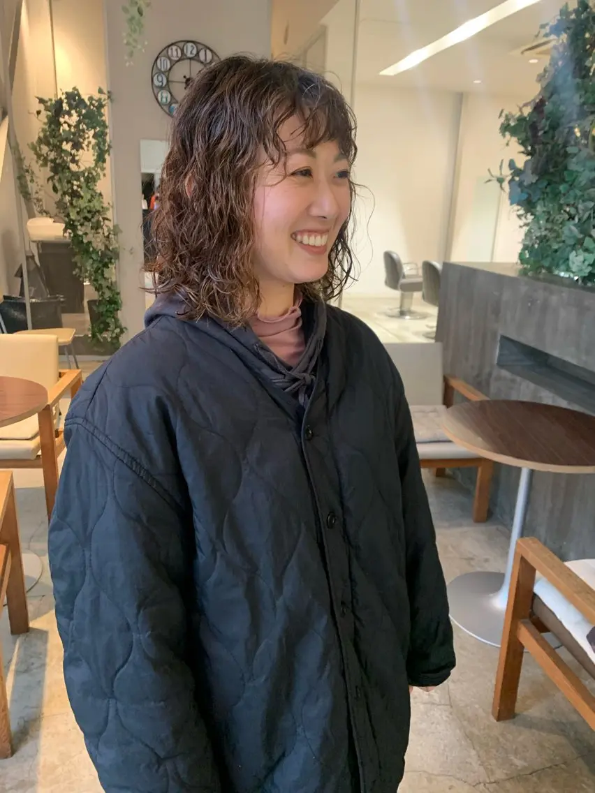 セミロング パーマ カット パーマ トリートメント 田中 亜沙美のヘアスタイル
